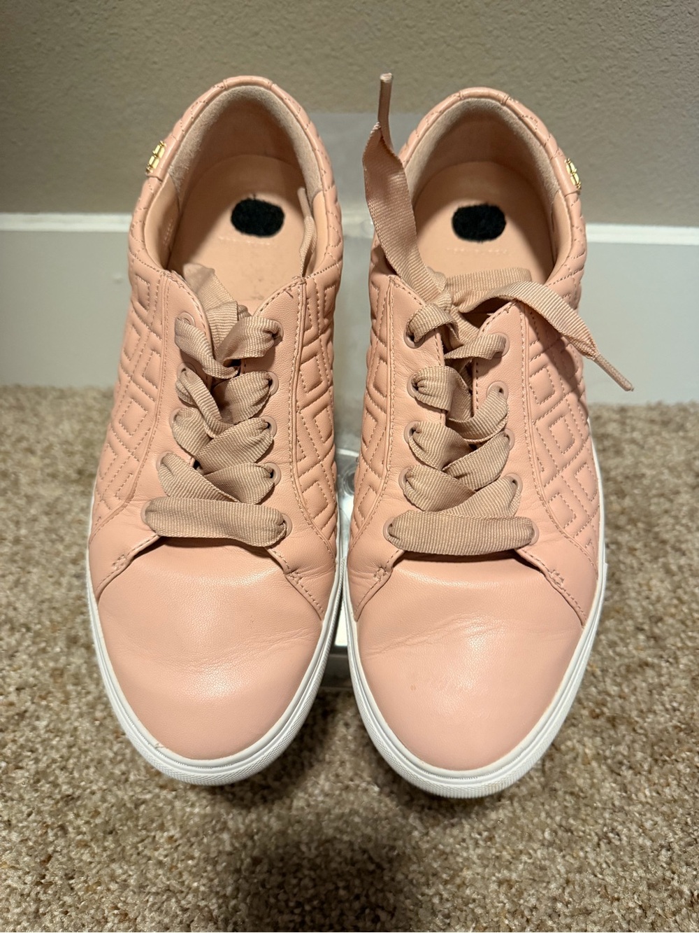 Tory Burch Marion Quilted Leather Sneakers Blush Pink – Size 10.5